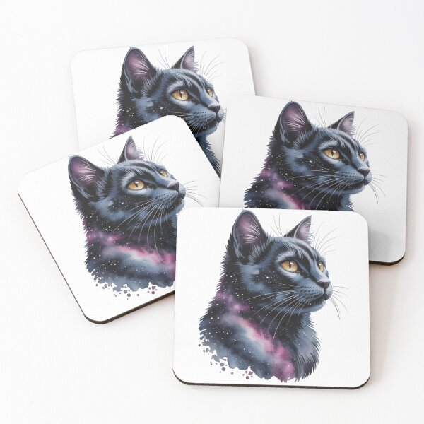 Item preview, Mysterious Cosmic Black Cat Portrait Enchanting Galaxy Art designed and sold by chattsuede.