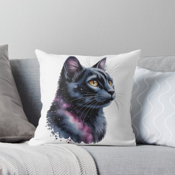 Item preview, Mysterious Cosmic Black Cat Portrait Enchanting Galaxy Art designed and sold by chattsuede.