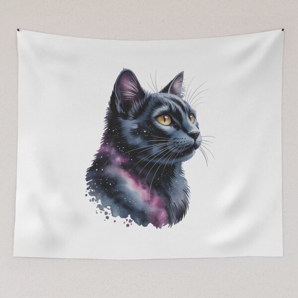 Item preview, Mysterious Cosmic Black Cat Portrait Enchanting Galaxy Art designed and sold by chattsuede.