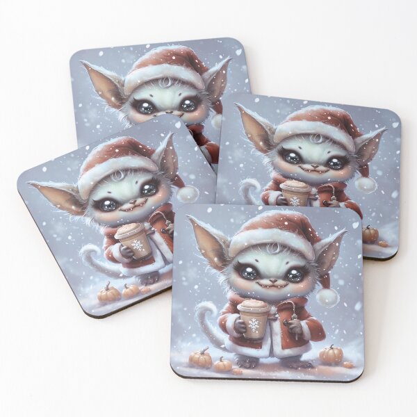 Item preview, Spooky Cute Santa Critter With Pumpkin Latte – Kawaii Christmas Monster Art designed and sold by SmartyWonders.