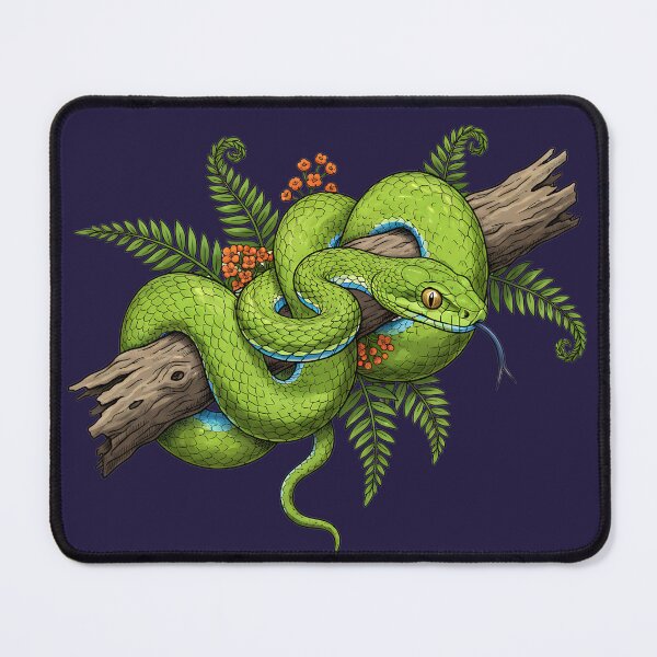 Item preview, Green Cat Snake with Woodland Ferns designed and sold by BirdsnStuff.