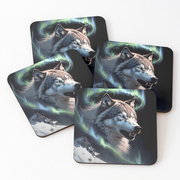 Item preview, Fierce Aurora Wolf Howling – Angry Northern Lights Wolf designed and sold by CosmicLionPrints.