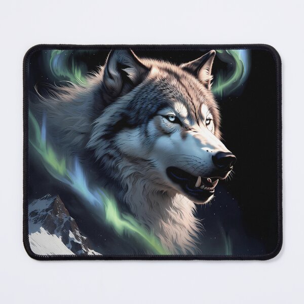 Item preview, Fierce Aurora Wolf Howling – Angry Northern Lights Wolf designed and sold by CosmicLionPrints.
