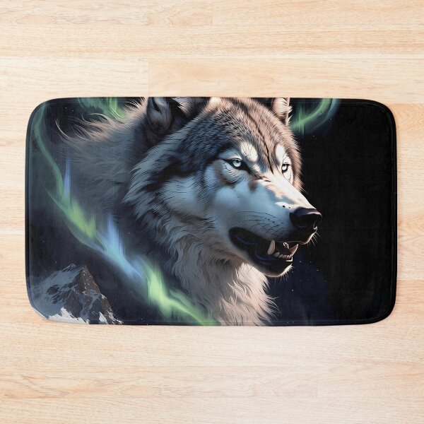 Item preview, Fierce Aurora Wolf Howling – Angry Northern Lights Wolf designed and sold by CosmicLionPrints.