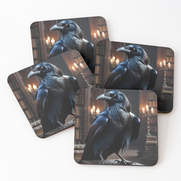 Item preview, Mysterious Raven in Ancient Library – Gothic Crow on Books designed and sold by CosmicLionPrints.