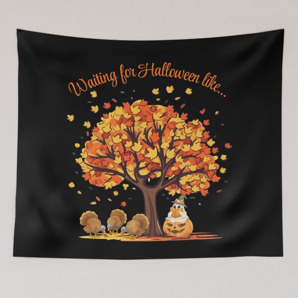 Item preview, Waiting for Halloween – Cute Ghost, Pumpkins, Turkeys & Autumn Leaves designed and sold by BeesNeesTees.
