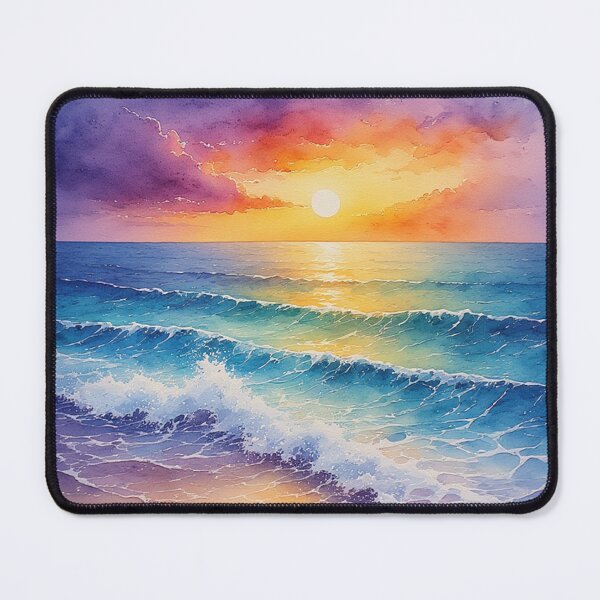 Item preview, Watercolor Sparkling Ocean Sunset Waves designed and sold by Shawnsonartshop.