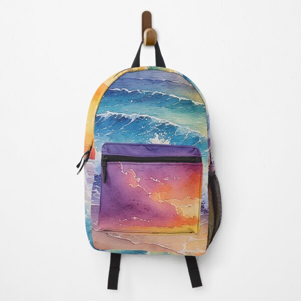 Item preview, Watercolor Sparkling Ocean Sunset Waves designed and sold by Shawnsonartshop.