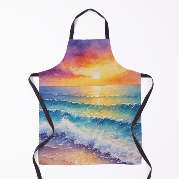 Item preview, Watercolor Sparkling Ocean Sunset Waves designed and sold by Shawnsonartshop.
