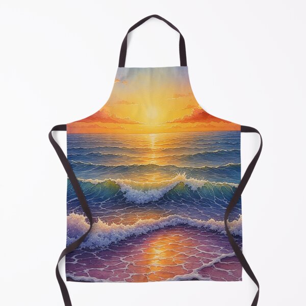 Item preview, Watercolor Sparkling Ocean Sunset Waves 2 designed and sold by Shawnsonartshop.