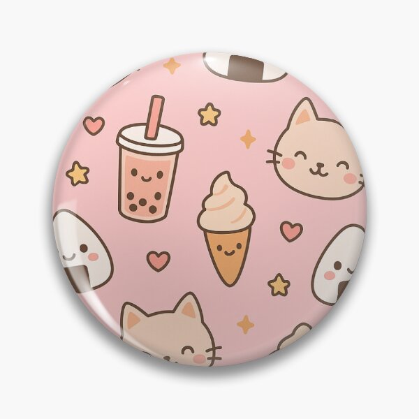 Item preview, Cute Kawaii Cats and Snacks Pattern designed and sold by GrafiKale.