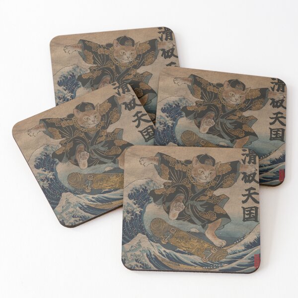 Item preview, Cat Skateboarding2（スケボーをする日本猫） designed and sold by Japan-Ukiyo-Cat.
