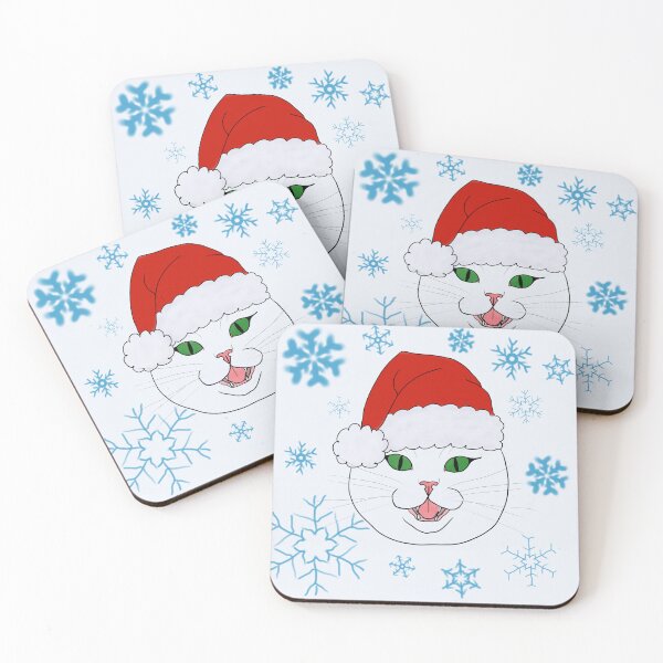 Item preview, Winter Kitty Cat with a Santa Hat designed and sold by EclecticCloset.