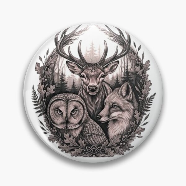 Item preview, Spirit of the Forest: Deer, Owl and Fox Tattoo designed and sold by CHRIST5000.