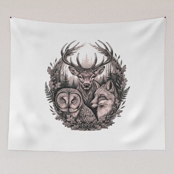 Item preview, Spirit of the Forest: Deer, Owl and Fox Tattoo designed and sold by CHRIST5000.