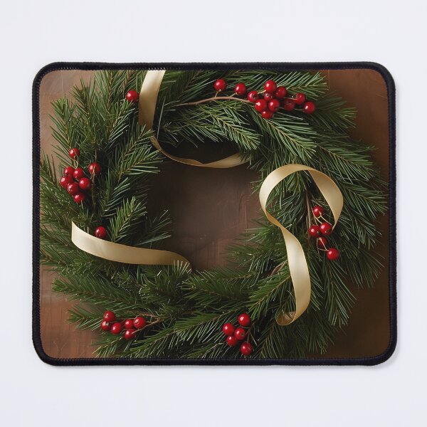 Item preview, Golden Ribbon Christmas Wreath – Cozy Rustic Art designed and sold by Valeree Store.