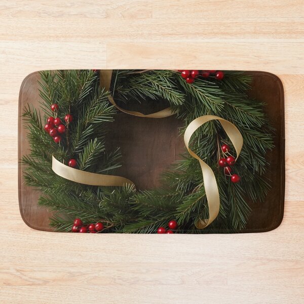 Item preview, Golden Ribbon Christmas Wreath – Cozy Rustic Art designed and sold by Valeree Store.