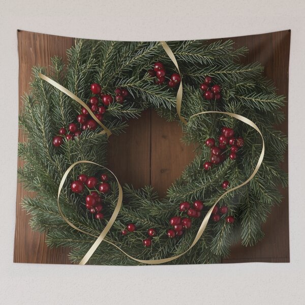 Item preview, Festive Pine & Berry Wreath – Elegant Holiday Design designed and sold by Valeree Store.