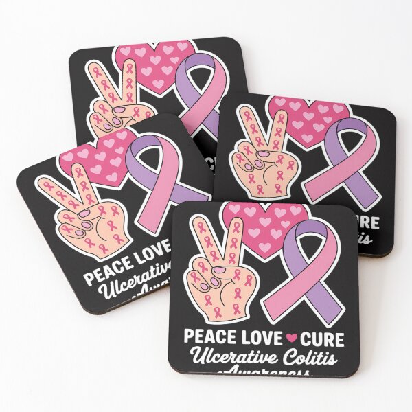 Item preview, Peace Love cure Ulcerative colitis awareness men women designed and sold by OlafLica.