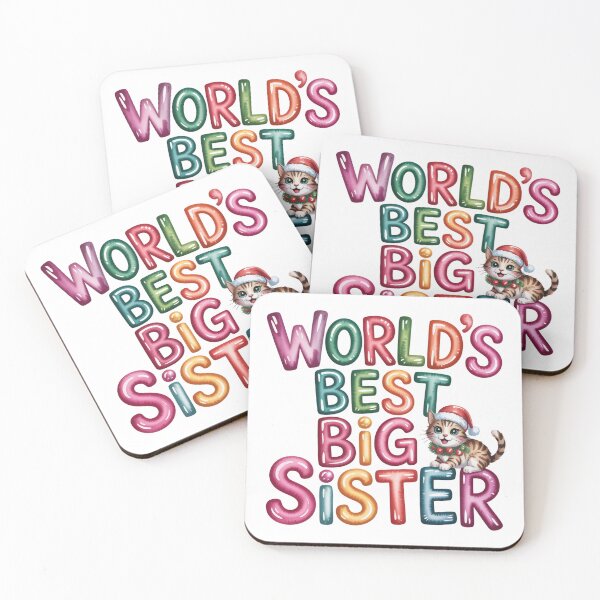 Item preview, Festive Big Sister Gift, Watercolor Cat & Christmas Colors Sticker  designed and sold by podlook.
