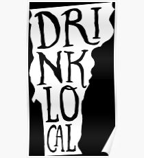Drink Local Vermont State Outline Craft Beer Poster