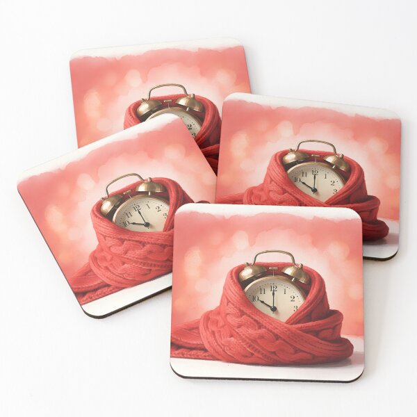 Item preview, Vintage Alarm Clock Wrapped in a Red Knit Scarf Watercolor designed and sold by homydesign.