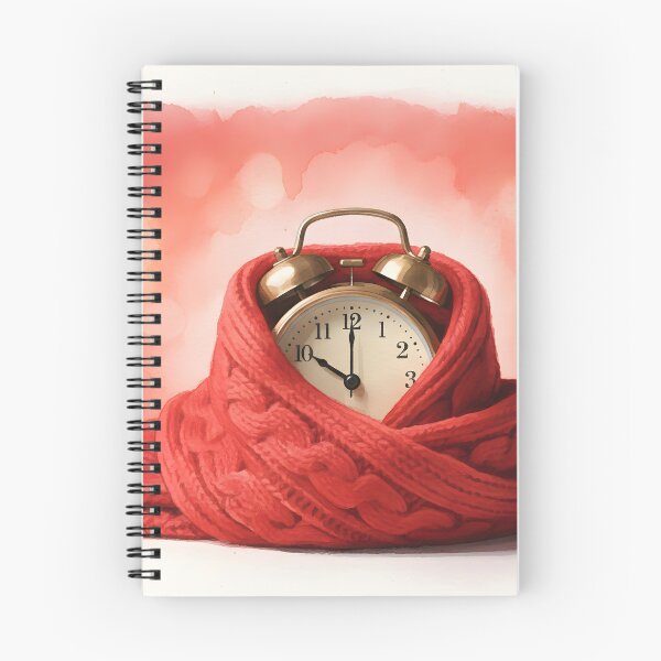 Item preview, Vintage Alarm Clock Wrapped in a Red Knit Scarf Watercolor designed and sold by homydesign.