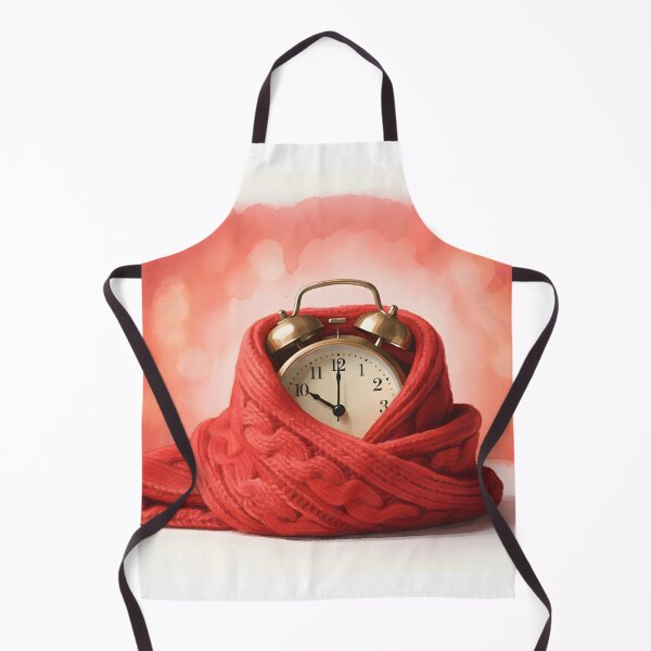 Item preview, Vintage Alarm Clock Wrapped in a Red Knit Scarf Watercolor designed and sold by homydesign.