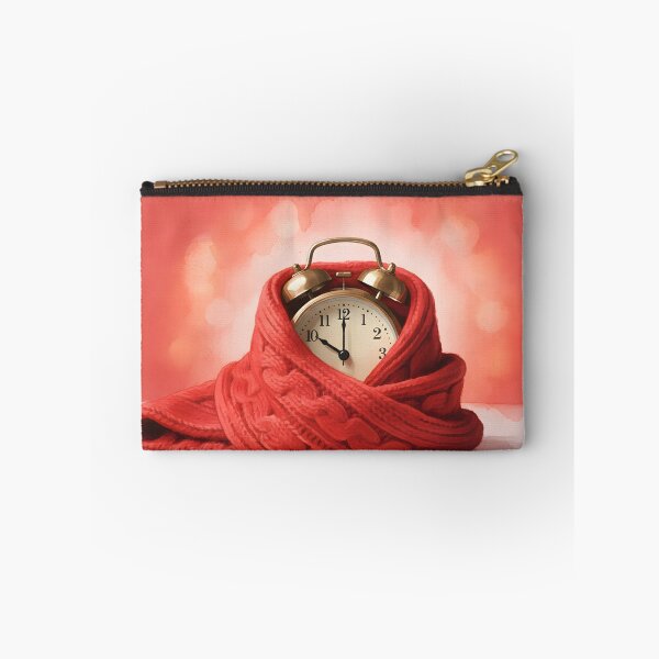 Item preview, Vintage Alarm Clock Wrapped in a Red Knit Scarf Watercolor designed and sold by homydesign.