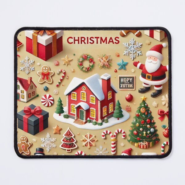 Item preview, A festive collage of Christmas decorations, treats, and ornaments on a bright yellow background designed and sold by homydesign.