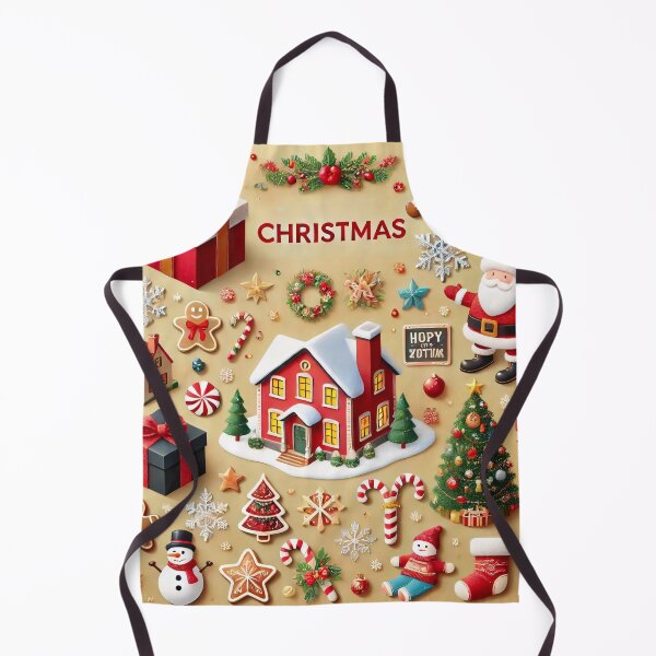 Item preview, A festive collage of Christmas decorations, treats, and ornaments on a bright yellow background designed and sold by homydesign.