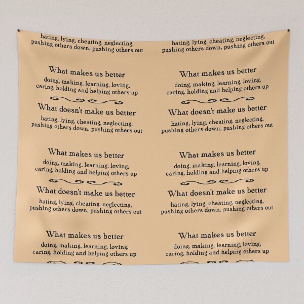 Item preview, What makes us better, black on peach designed and sold by mntimg.