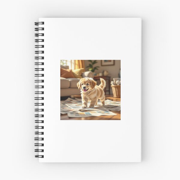 Item preview, Puppy on Newspaper — Cute Dog Art Print designed and sold by WhimsyByPaul.redbubble.com.