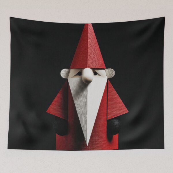 Item preview, Geometric Wooden Tomte – Modern Scandinavian Christmas Gnome Art designed and sold by dawnleblanc55.