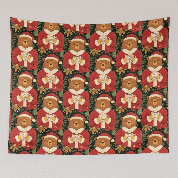 Item preview, Christmas Card Cute Bear Santa Claus  designed and sold by InkyGenies.