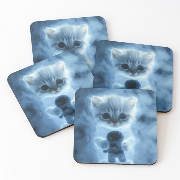 Item preview, Ghost Kitten Hugging Its Voodoo Doll designed and sold by CosmicLionPrints.