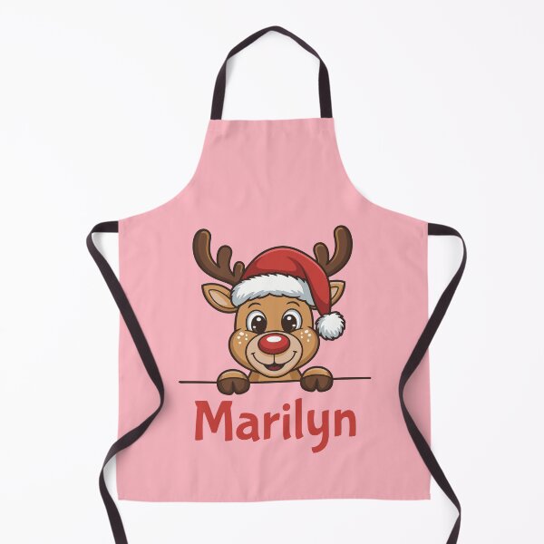 Artikelvorschau, Niedliche Weihnachts-Rentier-Grafik von Marilyn mit Weihnachtsmannmütze | Personalisierte Geschenkidee für Weihnachten entworfen und verkauft von 89BLACK.