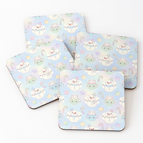Item preview, Kawaii Pastel Snowman and Cocoa Pattern designed and sold by MossyMallowStudios.