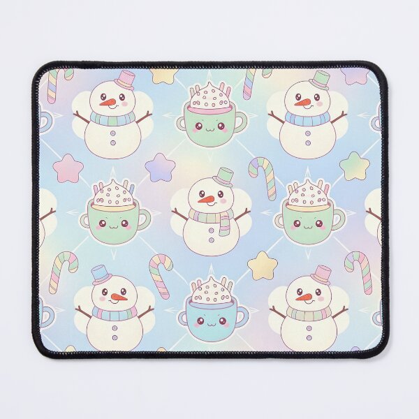 Item preview, Kawaii Pastel Snowman and Cocoa Pattern designed and sold by MossyMallowStudios.