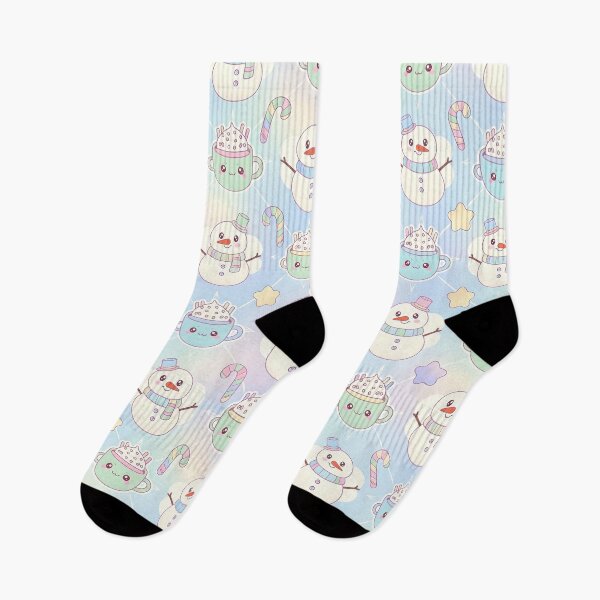 Item preview, Kawaii Pastel Snowman and Cocoa Pattern designed and sold by MossyMallowStudios.