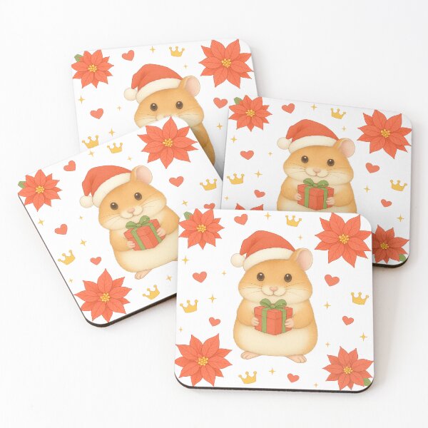 Item preview, Christmas Hamster with Poinsettia - White designed and sold by HIMEKARI.