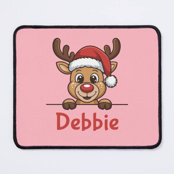 Item preview, Debbie Cute Christmas Reindeer Graphic with Santa Hat | Personalized Holiday Gift Idea designed and sold by 89BLACK.