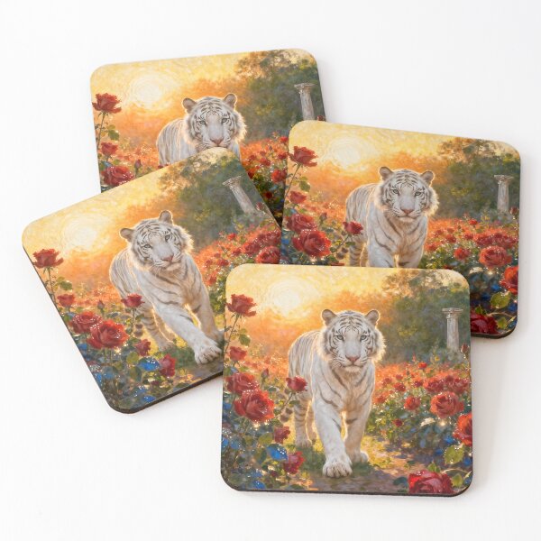 Item preview, White Tiger in the Roses I designed and sold by silvercalico.