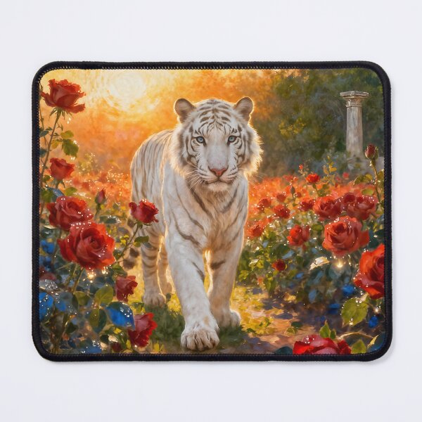 Item preview, White Tiger in the Roses I designed and sold by Silver Calico Studio.