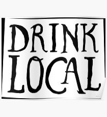 Drink Local Wyoming State Outline Craft Beer Poster