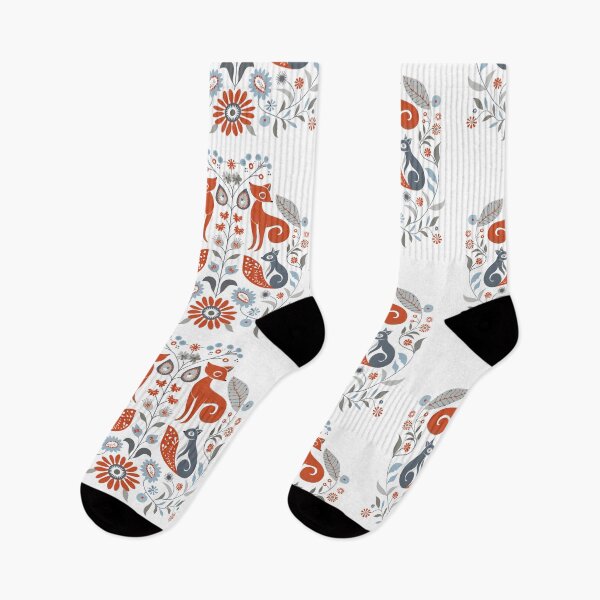 Item preview, Scandinavian folk art - Fox, Squirrel and Flowers designed and sold by xiao xuans.