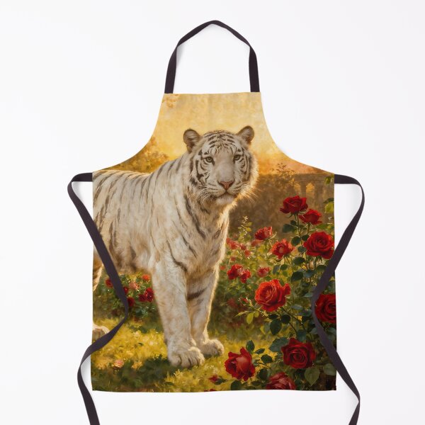 Item preview, White Tiger in the Roses II designed and sold by Silver Calico Studio.