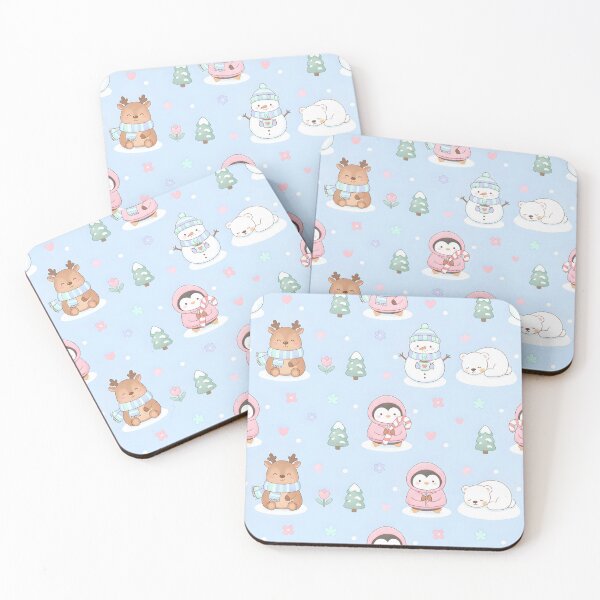 Item preview, Kawaii Pastel Winter Animals Pattern designed and sold by MossyMallowStudios.