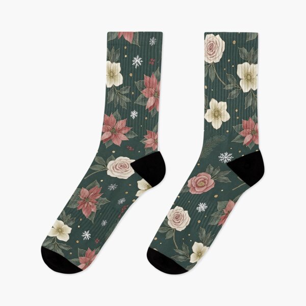 Item preview, Elegant Christmas Floral Botanical Pattern designed and sold by MossyMallowStudios.