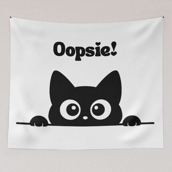 Item preview, Oopsie! Cute Peekaboo Cat – Funny Minimalist Design designed and sold by Bachir3400.